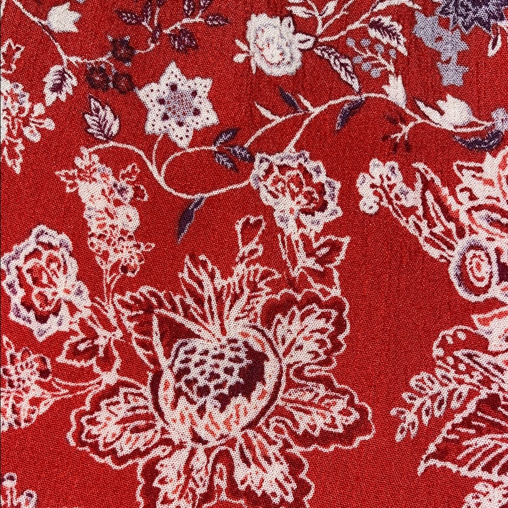 FREE PEOPLE Rayon Red and White Floral Mini Dress Size Small - Picture 7 of 10